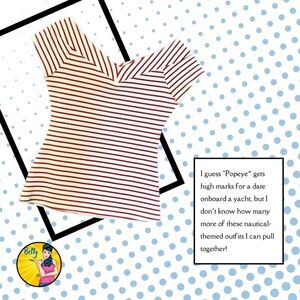 Unique Vintage Deena Red & White Striped Off-the-Shoulder Bodycon Top, M